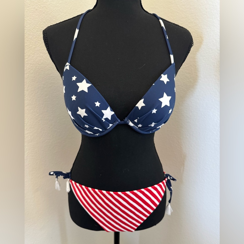 Adore Me Starry Navy and Striped Red Bikini
